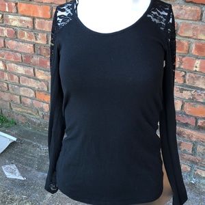 Ambiance black lace long sleeve top